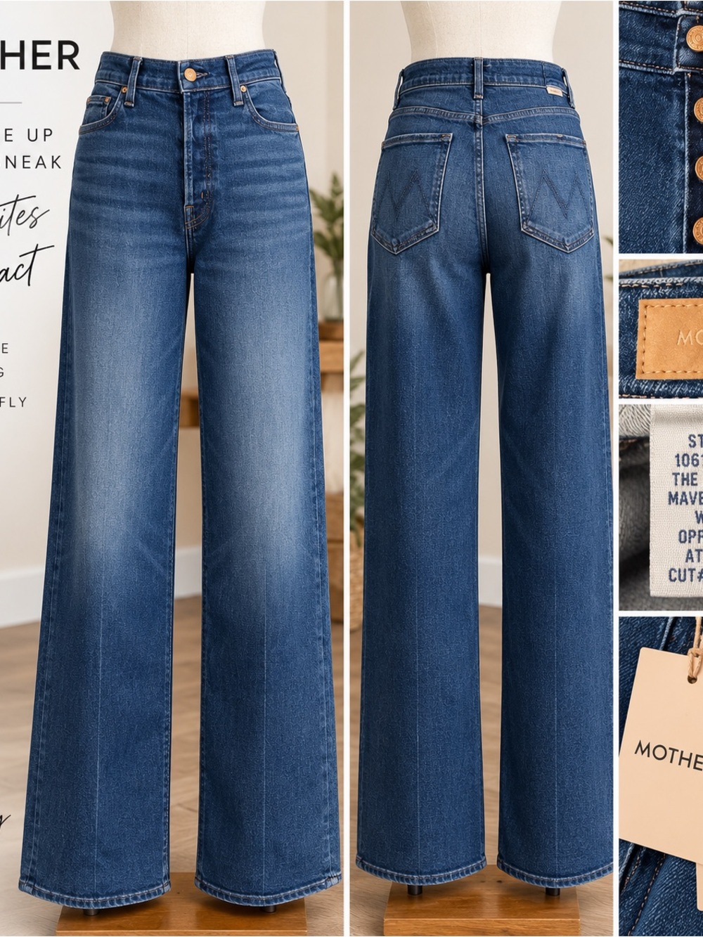MOTHER The Tune Up Maven Sneak Jeans 30 Opposites Attract High Rise Wide Leg NWT